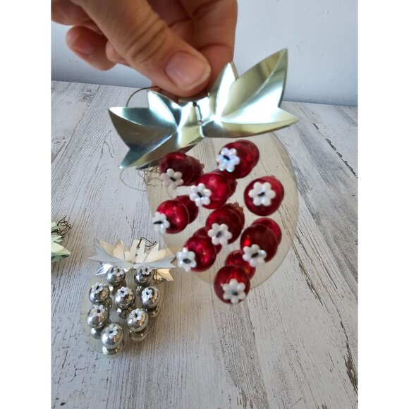 Vintage resl lenz Mercury glass strawberry ornament RARE West Germany set unique - Picture 2 of 10